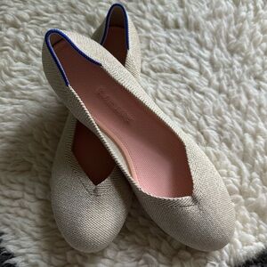 Rothy’s The Flat in Light Gold Metallic, size 9